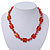 Carrot Red Glass Bead Necklace In Silver Plating - 42cm Length/ 6cm Extension - view 2