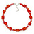 Carrot Red Glass Bead Necklace In Silver Plating - 42cm Length/ 6cm Extension - view 3