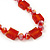Carrot Red Glass Bead Necklace In Silver Plating - 42cm Length/ 6cm Extension - view 4