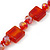 Carrot Red Glass Bead Necklace In Silver Plating - 42cm Length/ 6cm Extension - view 5