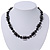 Black/Transparent Glass Bead Necklace In Silver Plating - 42cm Length/ 6cm Extension - view 2