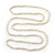 Long White Glass Bead Necklace - 140cm Length/ 8mm