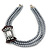 3-Strand Grey Glass Bead With Fabric Bow Necklace In Silver Plating - 40cm Length - view 2