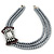 3-Strand Grey Glass Bead With Fabric Bow Necklace In Silver Plating - 40cm Length - view 7