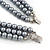 3-Strand Grey Glass Bead With Fabric Bow Necklace In Silver Plating - 40cm Length - view 5