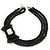 3-Strand Black Glass Bead With Fabric Bow Necklace In Silver Plating - 40cm Length - view 8