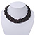 Luxurious Braided Black Bead Choker Necklace In Silver Plating - 36cm Length/5cm Extension - view 2