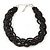 Luxurious Braided Black Bead Choker Necklace In Silver Plating - 36cm Length/5cm Extension - view 5