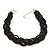 Luxurious Braided Black Bead Choker Necklace In Silver Plating - 36cm Length/5cm Extension - view 3