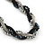 Black/Silver Mesh Chain Black/Grey Crystal Bead Choker Necklace - 36cm Length/ 4cm Extension - view 5