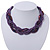 Luxurious Braided Purple Bead Choker Necklace In Silver Plating - 36cm Length/5cm Extension - view 2