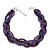 Luxurious Braided Purple Bead Choker Necklace In Silver Plating - 36cm Length/5cm Extension - view 3