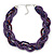 Luxurious Braided Purple Bead Choker Necklace In Silver Plating - 36cm Length/5cm Extension