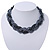 Luxurious Braided Dark Grey Bead Choker Necklace In Silver Plating - 36cm Length/5cm Extension - view 2