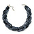 Luxurious Braided Dark Grey Bead Choker Necklace In Silver Plating - 36cm Length/5cm Extension - view 3