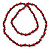 Long Red & Black Simulated Glass Pearl Necklace - 114cm Length - view 8