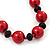 Long Red & Black Simulated Glass Pearl Necklace - 114cm Length - view 3