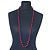 Long Red & Black Simulated Glass Pearl Necklace - 114cm Length - view 2