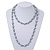 Long Light Grey/Metallic Grey Glass Pearl/Bead Necklace - 110cm Length - view 2