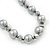 Long Light Grey/Metallic Grey Glass Pearl/Bead Necklace - 110cm Length - view 6