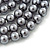 Long Grey Glass Bead Necklace - 140cm Length/ 8mm - view 4