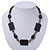 Black Ceramic & Grey Crystal Bead Necklace In Rhodium Plating - 42cm Length/ 5cm Extension - view 2