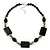 Black Ceramic & Grey Crystal Bead Necklace In Rhodium Plating - 42cm Length/ 5cm Extension - view 3
