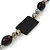 Black Ceramic & Grey Crystal Bead Necklace In Rhodium Plating - 42cm Length/ 5cm Extension - view 4
