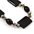 Black Ceramic & Grey Crystal Bead Necklace In Rhodium Plating - 42cm Length/ 5cm Extension - view 5