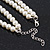 Two Row White Simulated Glass Pearl & Black Crystal Beads Necklace - 46cmc Length /6cm Extension - view 6