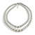 Two Row Grey Simulated Glass Pearl Bead Layered Necklace In Silver Plating - 46cm Length/ 6cm Extension - view 8