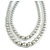 Two Row Grey Simulated Glass Pearl Bead Layered Necklace In Silver Plating - 46cm Length/ 6cm Extension - view 2