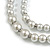Two Row Grey Simulated Glass Pearl Bead Layered Necklace In Silver Plating - 46cm Length/ 6cm Extension - view 4