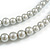 Two Row Grey Simulated Glass Pearl Bead Layered Necklace In Silver Plating - 46cm Length/ 6cm Extension - view 5