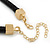 Triple Skull Black Leather Choker Necklace In Gold Plating - 38cm Length/ 9cm Extension - view 4