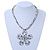 White/ Grey Coloured Glass Bead Flower Pendant Necklace - 40cm Length - view 2