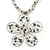 White/ Grey Coloured Glass Bead Flower Pendant Necklace - 40cm Length - view 4