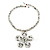 White/ Grey Coloured Glass Bead Flower Pendant Necklace - 40cm Length - view 6
