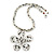 White/ Grey Coloured Glass Bead Flower Pendant Necklace - 40cm Length - view 3