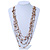 Long Multistrand Antique White/ Amber Coloured Shell/ Glass Bead Necklace - 86cm Length - view 3