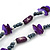 Long Purple Shell & Hematite Bead Long Necklace - 106cm Length - view 4