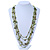 Long Multistrand Lime Green/ Olive Shell/ Glass Bead Necklace - 80cm Length - view 2