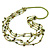 Long Multistrand Lime Green/ Olive Shell/ Glass Bead Necklace - 80cm Length