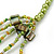 Long Multistrand Lime Green/ Olive Shell/ Glass Bead Necklace - 80cm Length - view 3