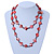 Long Brick Red Shell & Metal Bead Necklace - 110cm Length - view 1