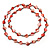 Long Brick Red Shell & Metal Bead Necklace - 110cm Length - view 3