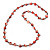 Long Brick Red Shell & Metal Bead Necklace - 110cm Length - view 4