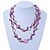 Long Magenta Shell & Metal Bead Necklace - 110cm Length