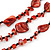 3 Strand Red/ Black Glass, Shell Bead Necklace - 60cm Length - view 2