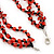 3 Strand Red/ Black Glass, Shell Bead Necklace - 60cm Length - view 4